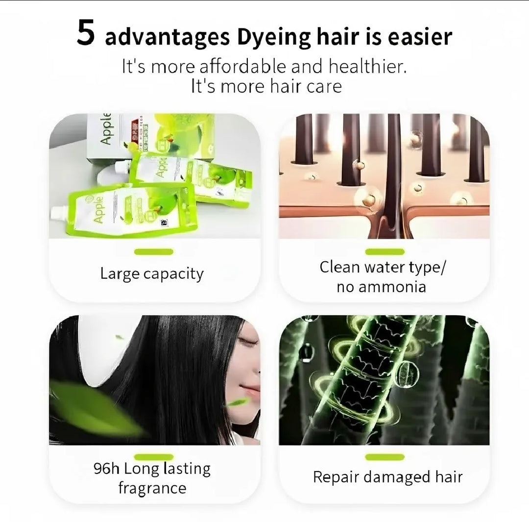 Apple Ammonia-Free Black Hair Color Cream – Long-Lasting Black Hair Color