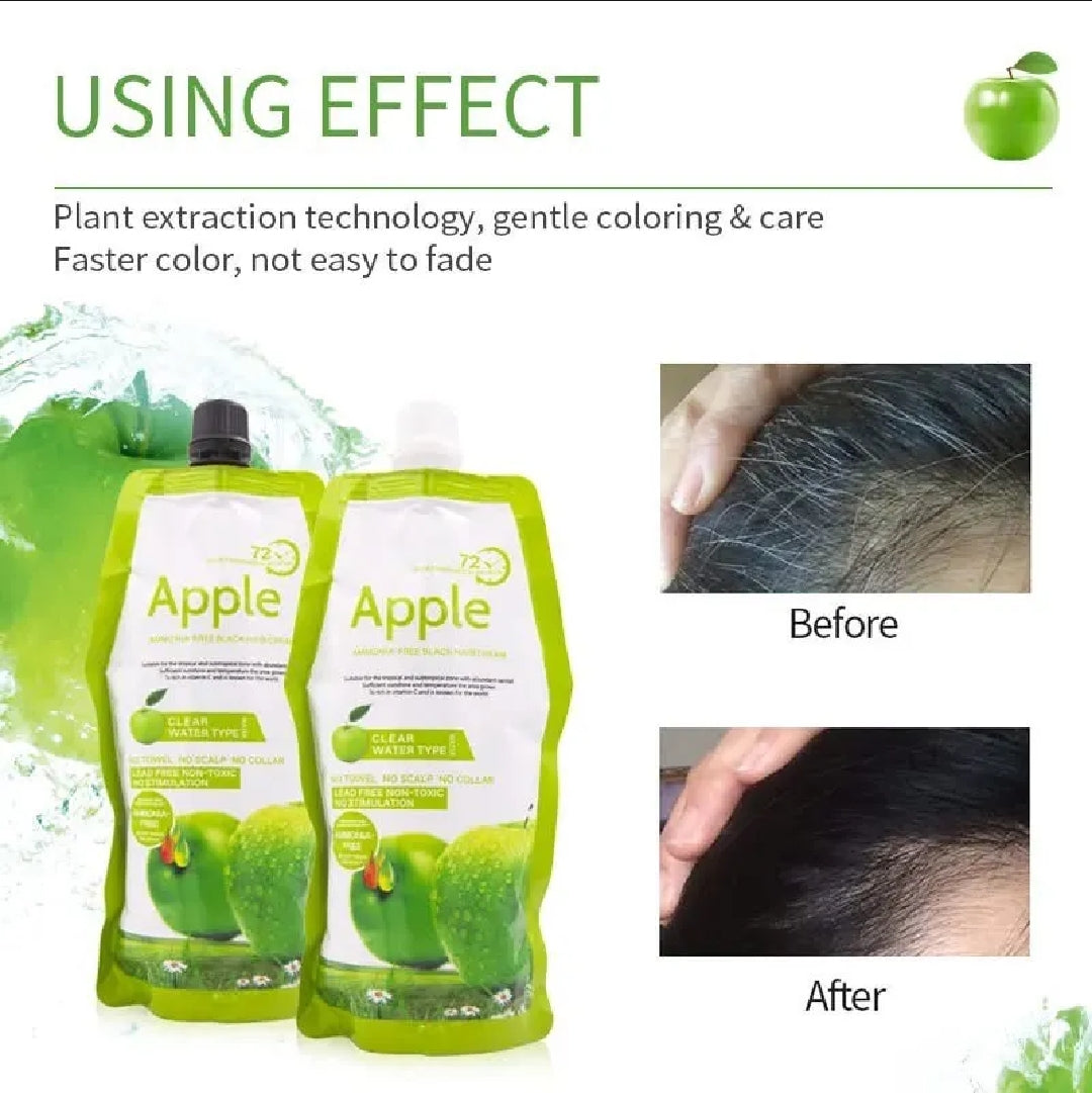 Apple Ammonia-Free Black Hair Color Cream – Long-Lasting Black Hair Color